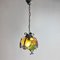 Brutalist Cast Iron and Colored Glass Pendant, 1970s 4