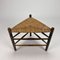 Oak and Wicker Triangular Stool, 1950s, Image 1