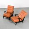 Sessel aus Holz & Leder, 1950, 2er Set 2