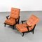 Wooden and Leather Lounge Chairs, 1950, Set of 2 2