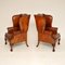 Georgian Leather Wing Back Armchairs, 1950s, Set of 2 2