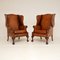 Georgian Leather Wing Back Armchairs, 1950s, Set of 2 1