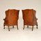 Georgian Leather Wing Back Armchairs, 1950s, Set of 2 11