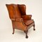 Georgian Leather Wing Back Armchairs, 1950s, Set of 2, Image 4