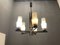 Italian Bronze Opaline Glass Chandelier, 1950s, Image 3