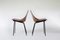 Mid-Century Modern French Tonneau Brown Leather & Metal Dining Chairs by Pierre Guariche for Maison Du Monde, 1950s, Set of 2 2