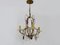 Bronze Cage Chandelier with Glass Pendants, 1950s, Image 1