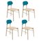 Turquoise Bokken Chairs in Natural Beech by Colé Italia, Set of 4 1