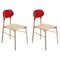 Red Bokken Chairs in Natural Beech by Colé Italia, Set of 2 1