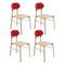 Red Bokken Chairs in Natural Beech by Colé Italia, Set of 4 1