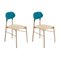 Turquoise Bokken Chairs in Natural Beech by Colé Italia, Set of 2 1