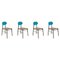 Turquoise Bokken Chairs in Beech Structure by Colé Italia, Set of 4 1