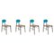 Turquoise Bokken Chairs in Beech Structure by Colé Italia, Set of 4 1