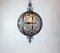 Lampada a sospensione rotonda in ferro battuto con sfera interna in vetro, anni '30, Immagine 10