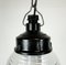 Industrial Bakelite Pendant Light with Ribbed Glass, 1970s 3