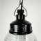 Industrial Bakelite Pendant Light with Ribbed Glass, 1970s, Image 3