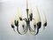 Lampadario Mid-Century in vetro e ottone di Hillebrand Lighting, anni '50, Immagine 3