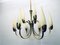 Lámpara de araña Mid-Century de vidrio y latón de Hillebrand Lighting, años 50, Imagen 3