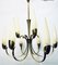 Lustre Mid-Century en Verre et Laiton de Hillebrand Lighting, 1950s 1