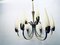 Mid-Century Glass & Brass Chandelier from Hillebrand Lighting, 1950s 5