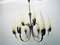Lámpara de araña Mid-Century de vidrio y latón de Hillebrand Lighting, años 50, Imagen 2