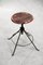 Industrial Factory Metal and Wood Swivel Stool, 1950s 1