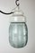 Industrial White Porcelain Pendant Light with Ribbed Glass, 1970s 5