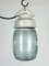 Lámpara colgante industrial de porcelana blanca con vidrio acanalado, años 70, Imagen 1