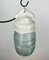 Lámpara colgante industrial de porcelana blanca con vidrio acanalado, años 70, Imagen 7