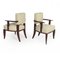 Französische Art Deco Leder & Makassar Ebenholz Stühle, 1920er, 2er Set 2