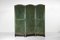 Vintage French Screen in Oak and Green and Gold Velvet, 1940 10
