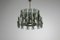 Large Italian G011 Chandelier in Smoked Glass and Brass, 1950 2