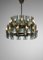 Large Italian G011 Chandelier in Smoked Glass and Brass, 1950 12