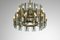 Large Italian G011 Chandelier in Smoked Glass and Brass, 1950 8