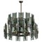 Large Italian G011 Chandelier in Smoked Glass and Brass, 1950 1