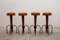 Brutalist Stools in Wrought Iron with Round Camel Leather Seats, 1970, Set of 4 7