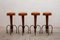 Brutalist Stools in Wrought Iron with Round Camel Leather Seats, 1970, Set of 4, Image 7