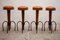 Brutalist Stools in Wrought Iron with Round Camel Leather Seats, 1970, Set of 4, Image 9