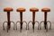 Brutalist Stools in Wrought Iron with Round Camel Leather Seats, 1970, Set of 4 8