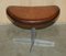 Egg Chair and Footstool in Brown Leather from Fritz Hansen, 1968, Set of 2 15