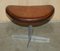 Egg Chair and Footstool in Brown Leather from Fritz Hansen, 1968, Set of 2, Image 15