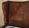 Armazón de cama King Size con respaldo en cuero marrón teñido a mano, Imagen 5