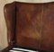 Wingback King Size Bed Frame in Hand-Dyed Brown Leather 5