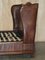 Armazón de cama King Size con respaldo en cuero marrón teñido a mano, Imagen 17