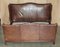 Wingback King Size Bed Frame in Hand-Dyed Brown Leather 2