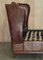 Armazón de cama King Size con respaldo en cuero marrón teñido a mano, Imagen 8