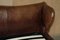 Armazón de cama King Size con respaldo en cuero marrón teñido a mano, Imagen 15