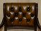 Vintage Chesterfield Brown Leather Dining Chairs, Set of 8, Image 14