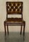 Vintage Chesterfield Brown Leather Dining Chairs, Set of 8 4