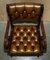 Vintage Chesterfield Brown Leather Dining Chairs, Set of 8, Image 15